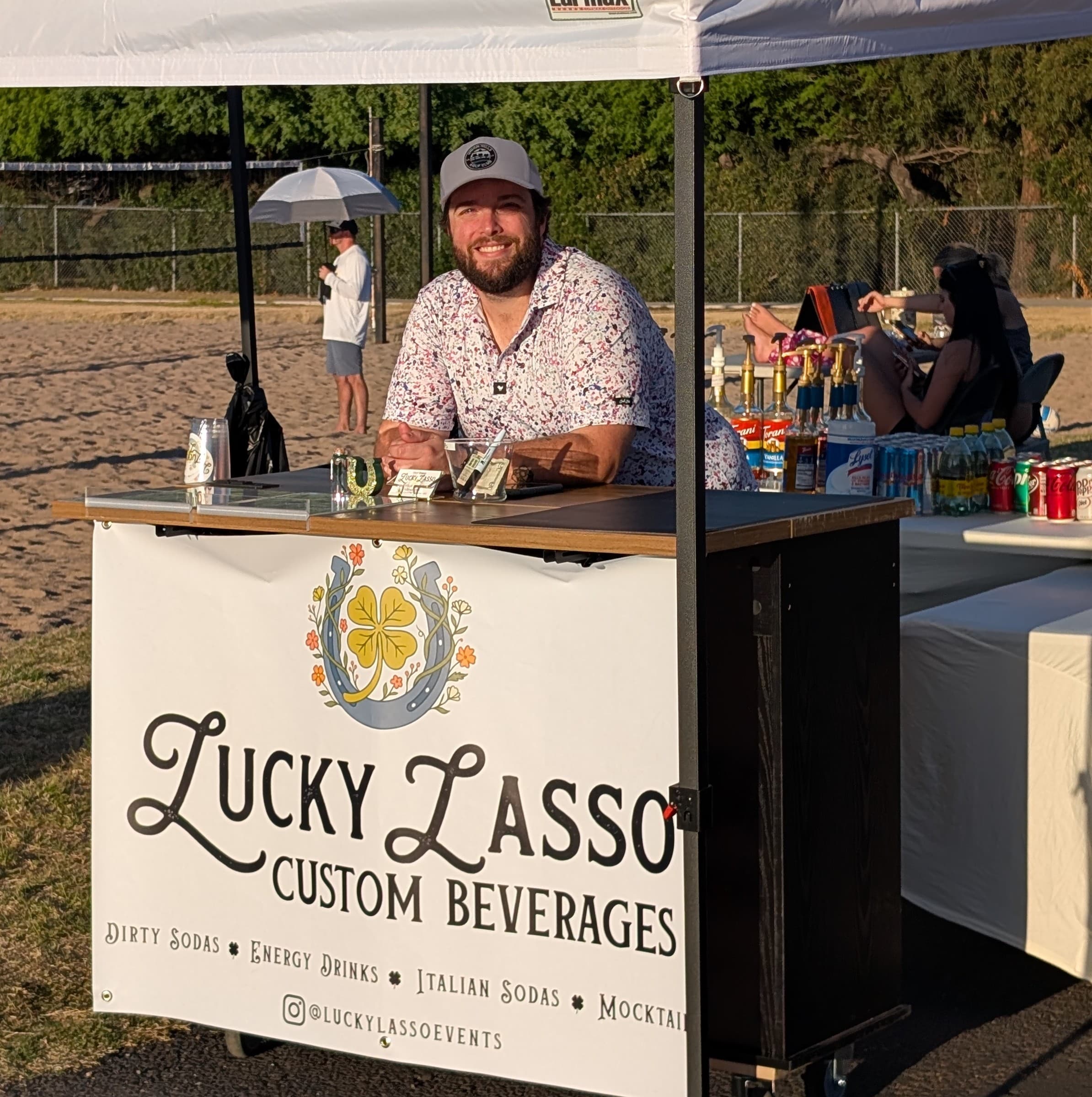 Lucky Lasso outdoor setup at beach volleyball event